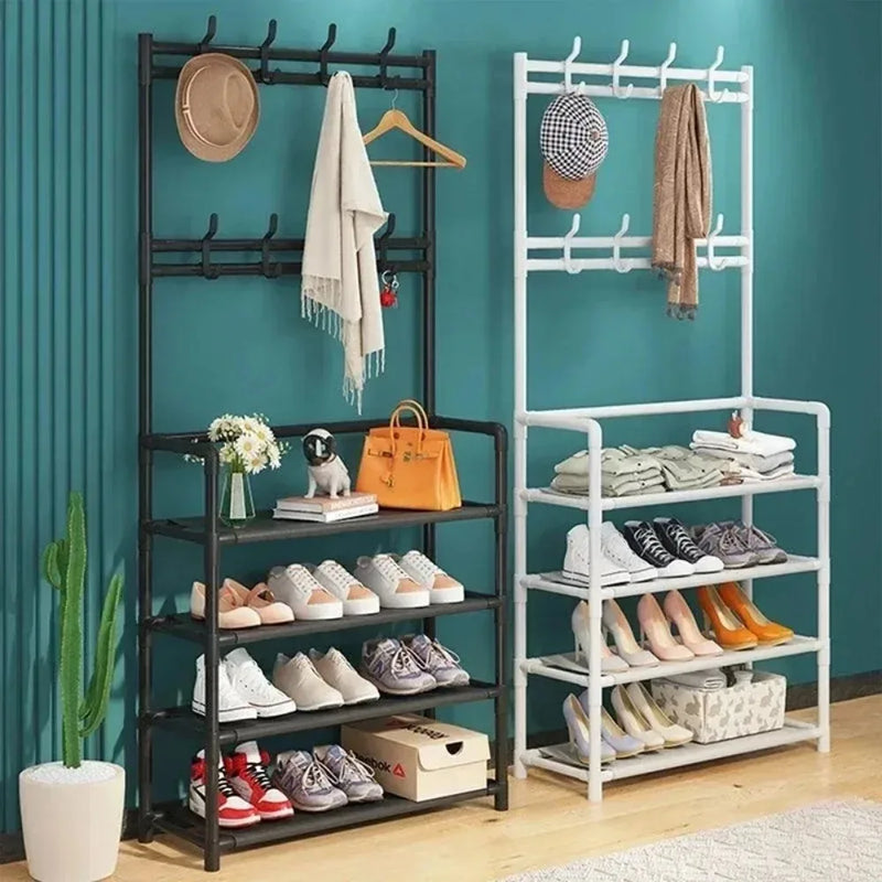 Cabide de roupas multi-camada sapato rack porta diy chapéu e sapatos prateleira simples piso-pé sala de estar organizador rack de armazenamento