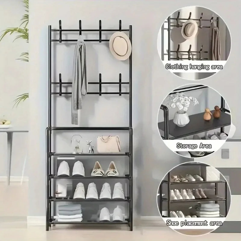 Cabide de roupas multi-camada sapato rack porta diy chapéu e sapatos prateleira simples piso-pé sala de estar organizador rack de armazenamento