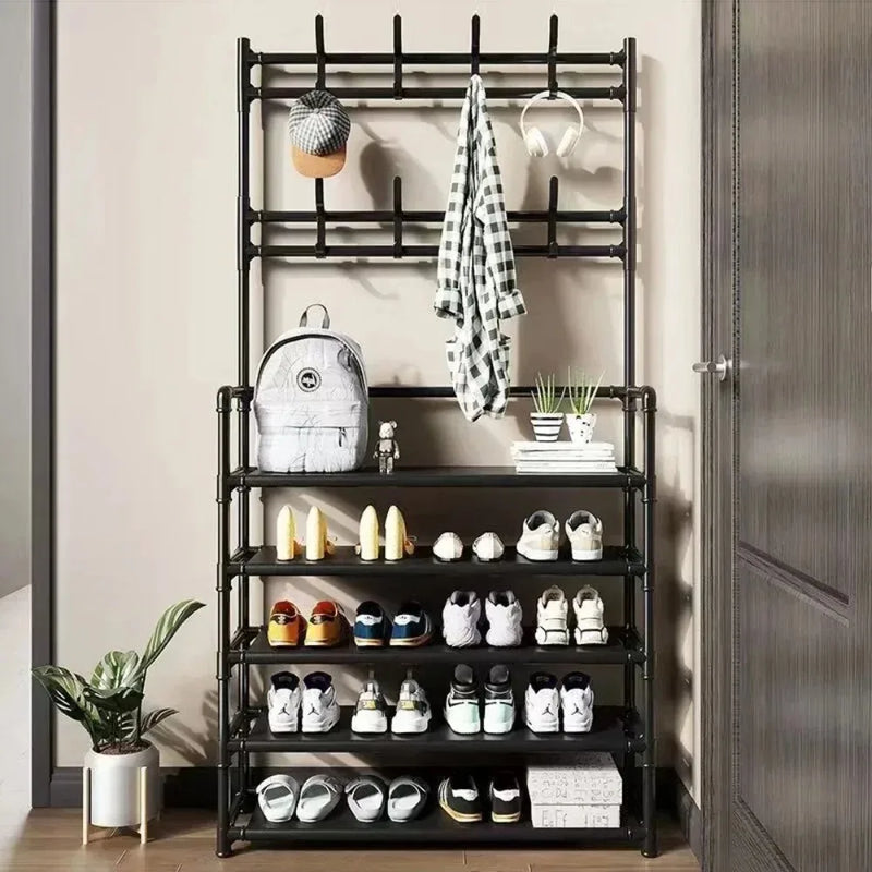 Cabide de roupas multi-camada sapato rack porta diy chapéu e sapatos prateleira simples piso-pé sala de estar organizador rack de armazenamento