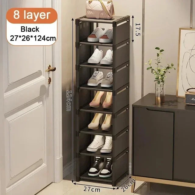 Organizador de sapatos de múltiplas camadas, rack organizador para economia de espaço, para canto de parede, prateleira empilhável, armário de economia ajustável