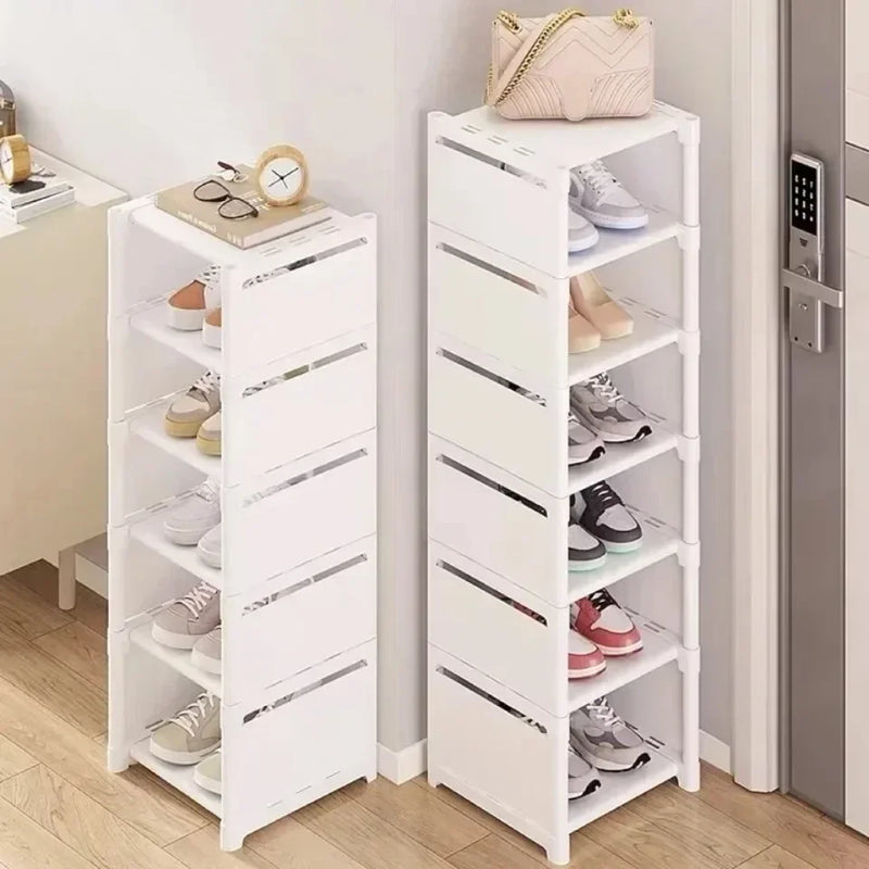 Organizador de sapatos de múltiplas camadas, rack organizador para economia de espaço, para canto de parede, prateleira empilhável, armário de economia ajustável